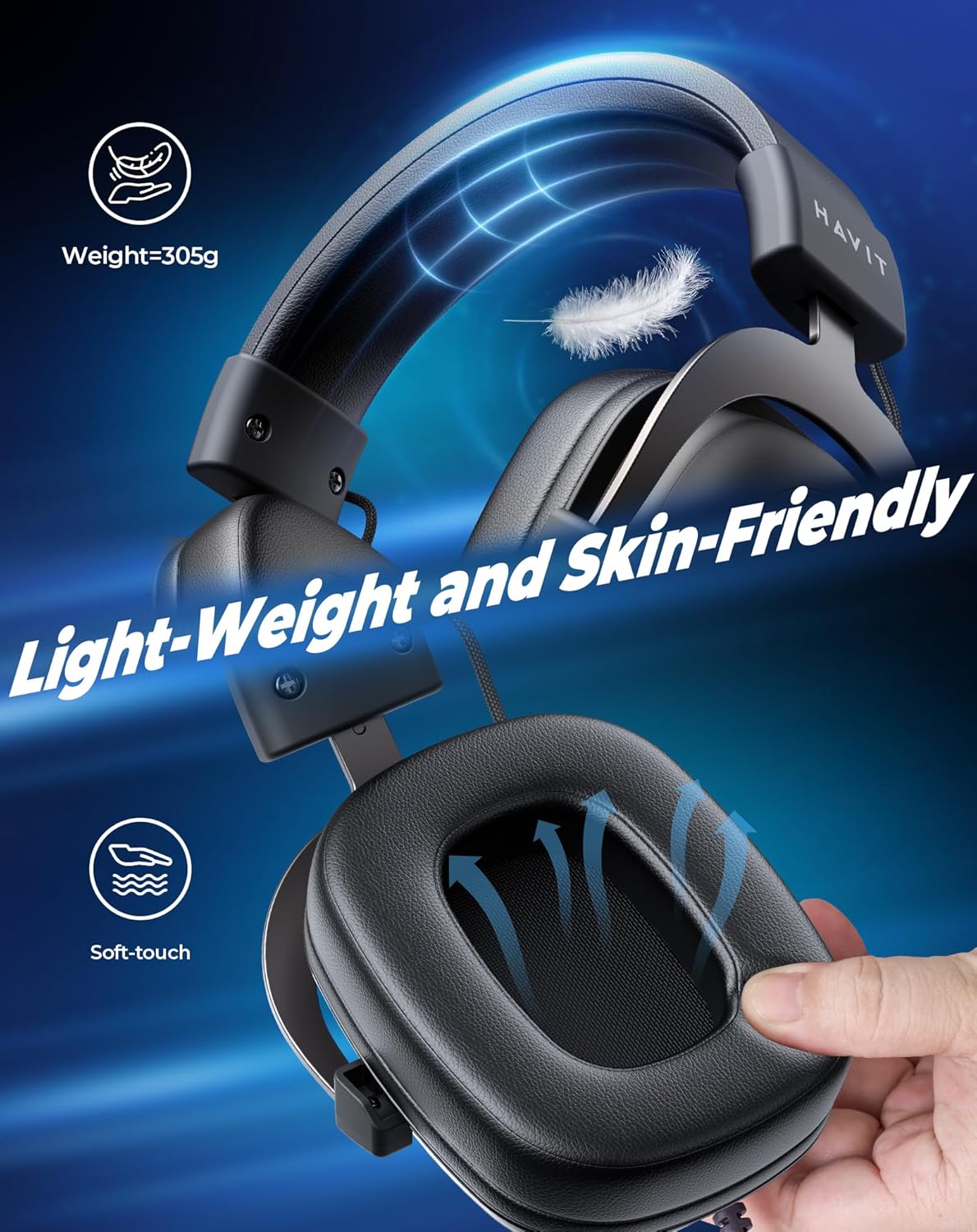 Headphone Fone de Ouvido Havit HV-H2002d, Gamer, com Microfone, Falante 53mm, Plug 3.5mm: compatível com XBOX ONE e PS4, HAVIT, HV-H2002d e Outros - Imagem 6