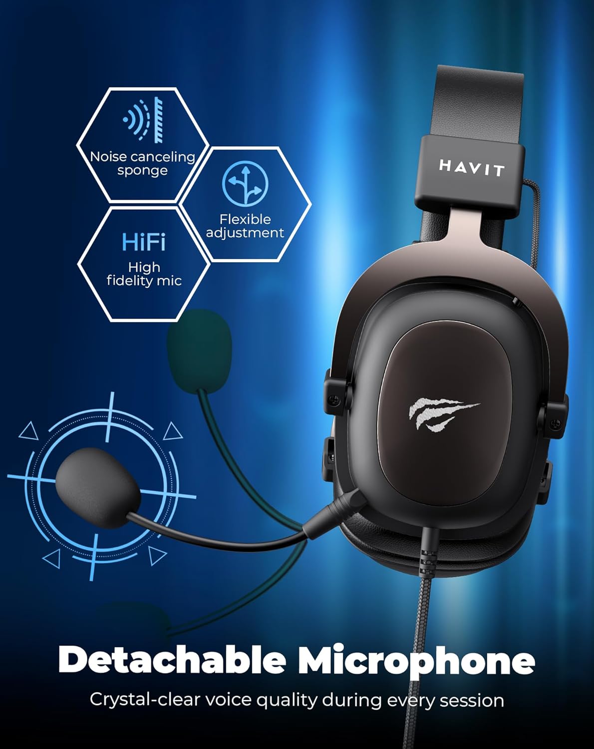 Headphone Fone de Ouvido Havit HV-H2002d, Gamer, com Microfone, Falante 53mm, Plug 3.5mm: compatível com XBOX ONE e PS4, HAVIT, HV-H2002d e Outros - Imagem 5